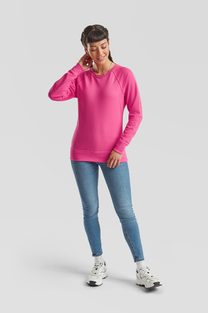 Bluza Klasyczna DAMSKA Fruit of The Loom LIGHTWEIGHT RAGLAN Sweat fuksja