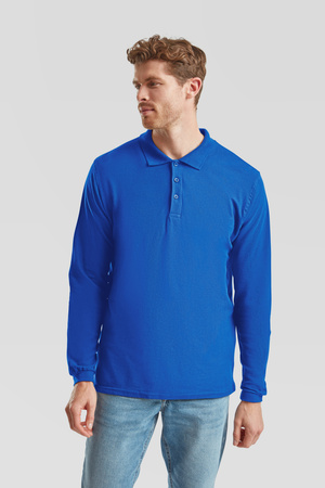 Koszulka Polo MĘSKA Fruit of The Loom PREMIUM LONG SLEEVE niebieska