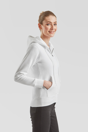 Bluza z kapturem i suwakiem  DAMSKA Fruit of The Loom PREMIUM HOODED Sweat Jacket biała