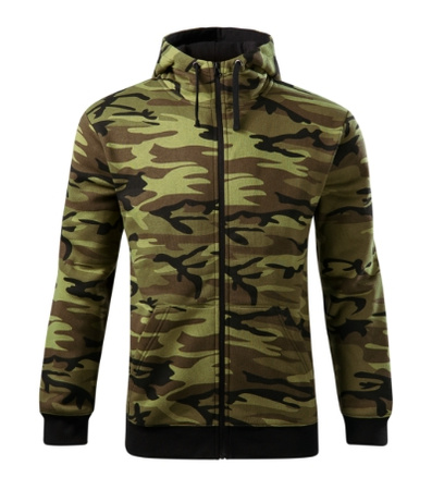 Bluza z kapturem i suwakiem  MĘSKA Malfini CAMO ZIPPER kamuflaż zielona