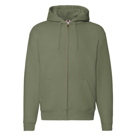 Bluza z kapturem i suwakiem  MĘSKA Fruit of The Loom PREMIUM HOODED Sweat Jacket oliwkowa