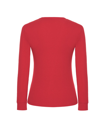 DAMSKA koszulka,  z długim rękawem, gładka, ciepła, PREMIUM, JHK, TSRLPRM LS, czerwona