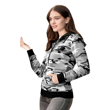 Bluza z kapturem i suwakiem  DAMSKA Malfini CAMO ZIPPER kamuflaż szara