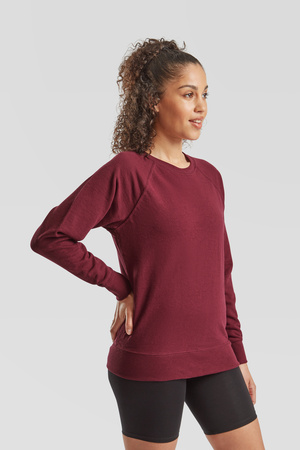 Bluza Klasyczna DAMSKA Fruit of The Loom LIGHTWEIGHT RAGLAN Sweat burgundowa