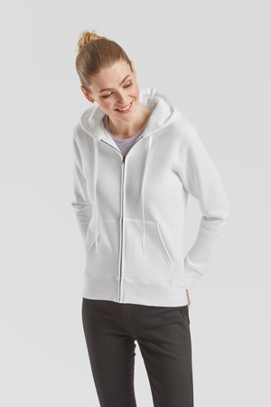 Bluza z kapturem i suwakiem  DAMSKA Fruit of The Loom PREMIUM HOODED Sweat Jacket biała