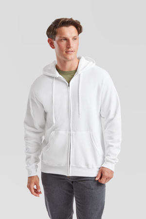 Bluza z kapturem i suwakiem  MĘSKA Fruit of The Loom CLASSIC HOODED Sweat Jacket biała