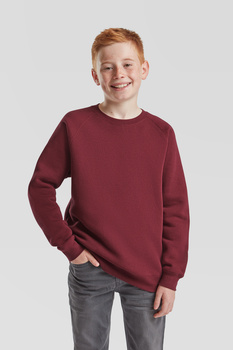 Bluza Klasyczna DZIECIĘCA Fruit of The Loom PREMIUM RAGLAN Sweat burgundowa