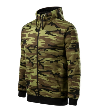 Bluza z kapturem i suwakiem  MĘSKA Malfini CAMO ZIPPER kamuflaż zielona