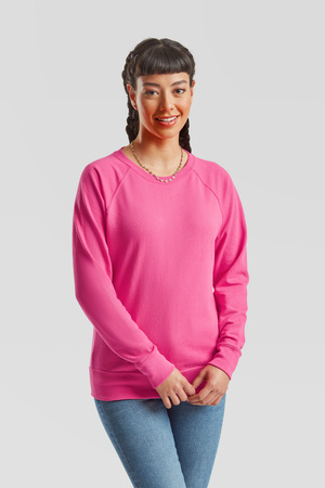 Bluza Klasyczna DAMSKA Fruit of The Loom LIGHTWEIGHT RAGLAN Sweat fuksja