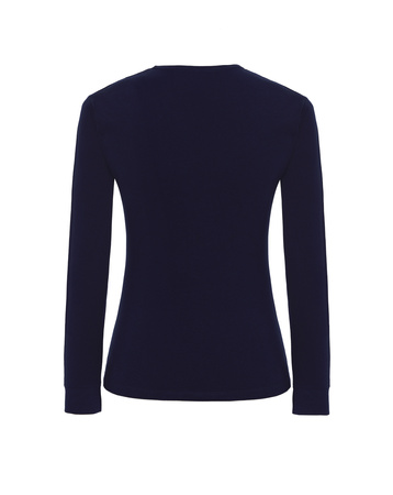 DAMSKA koszulka,  z długim rękawem, gładka, ciepła, PREMIUM, JHK, TSRLPRM LS, granatowa