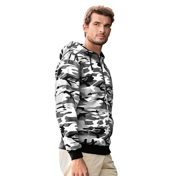 Bluza z kapturem i suwakiem  MĘSKA Malfini CAMO ZIPPER kamuflaż szara