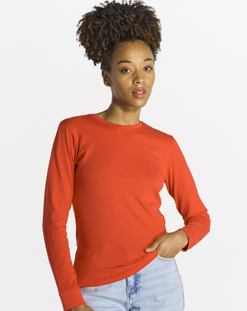 DAMSKA koszulka,  z długim rękawem, gładka, ciepła, PREMIUM, JHK, TSRLPRM LS, czerwona