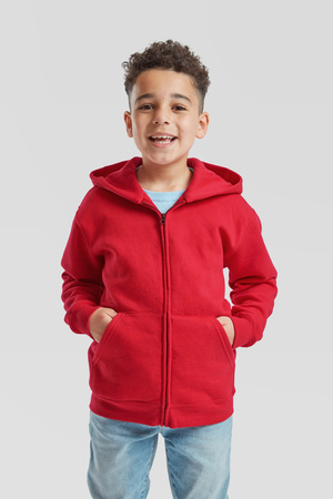 Bluza z kapturem i suwakiem  DZIECIĘCA Fruit of The Loom KIDS PREMIUM HOODED SWEAT JACKET czerwona