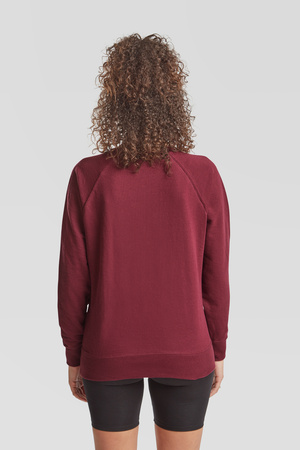 Bluza Klasyczna DAMSKA Fruit of The Loom LIGHTWEIGHT RAGLAN Sweat burgundowa