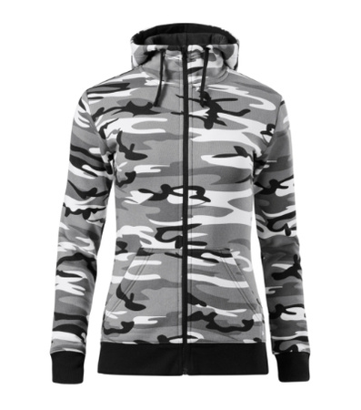 Bluza z kapturem i suwakiem  DAMSKA Malfini CAMO ZIPPER kamuflaż szara