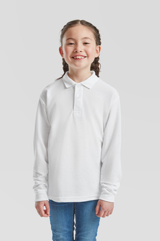 Koszulka Polo DZIECIĘCA Fruit of The Loom KIDS 65/35 LONG SLEEVE POLO biała