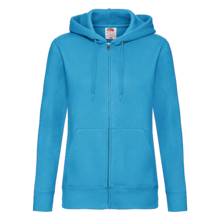 Bluza z kapturem i suwakiem  DAMSKA Fruit of The Loom PREMIUM HOODED Sweat Jacket azurowy