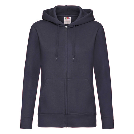 Bluza z kapturem i suwakiem  DAMSKA Fruit of The Loom PREMIUM HOODED Sweat Jacket ciemny granat