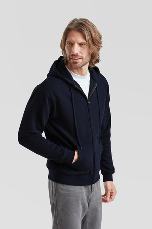 Bluza z kapturem i suwakiem  MĘSKA Fruit of The Loom PREMIUM HOODED Sweat Jacket ciemny granat