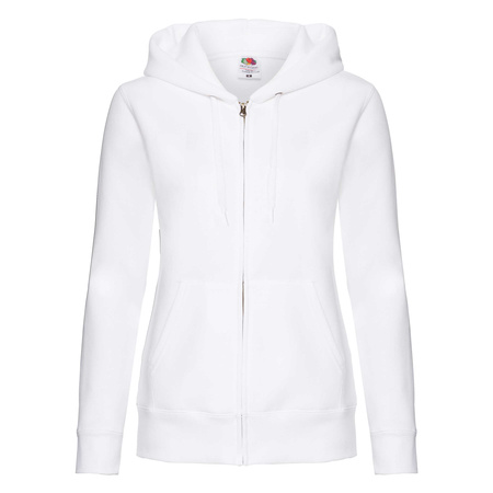 Bluza z kapturem i suwakiem  DAMSKA Fruit of The Loom PREMIUM HOODED Sweat Jacket biała