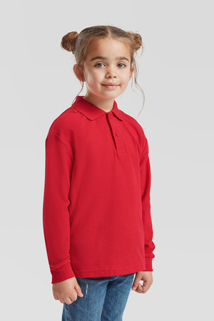 Koszulka Polo DZIECIĘCA Fruit of The Loom KIDS 65/35 LONG SLEEVE POLO czerwona