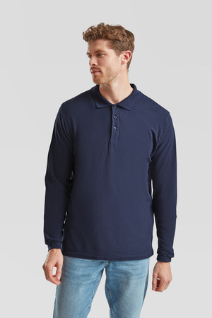 Koszulka Polo MĘSKA Fruit of The Loom PREMIUM LONG SLEEVE granatowa