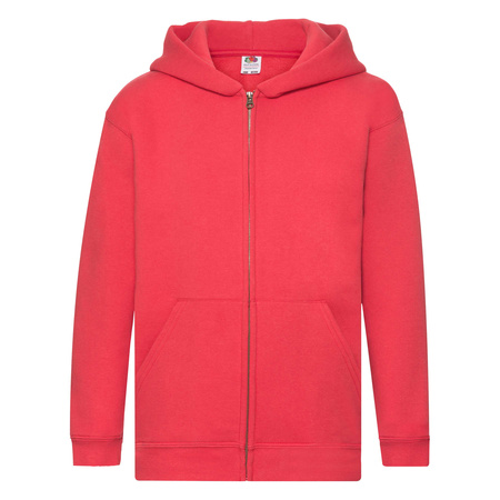 Bluza z kapturem i suwakiem  DZIECIĘCA Fruit of The Loom KIDS PREMIUM HOODED SWEAT JACKET czerwona