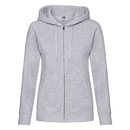 Bluza z kapturem i suwakiem  DAMSKA Fruit of The Loom PREMIUM HOODED Sweat Jacket szary melanż