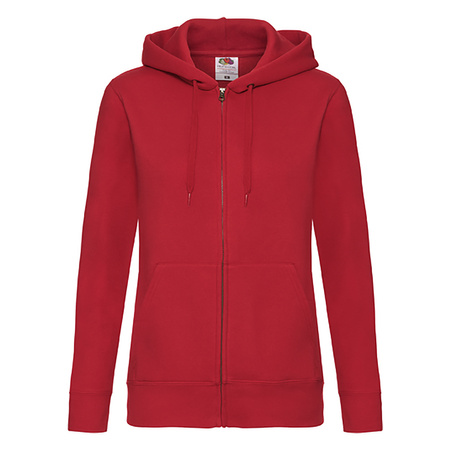 Bluza z kapturem i suwakiem  DAMSKA Fruit of The Loom PREMIUM HOODED Sweat Jacket czerwona