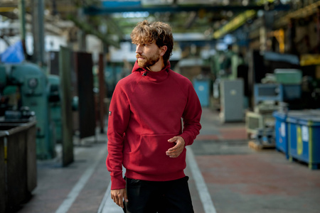Bluza męska z kapturem VERTEX HOODIE Rimeck marlboro czerwony