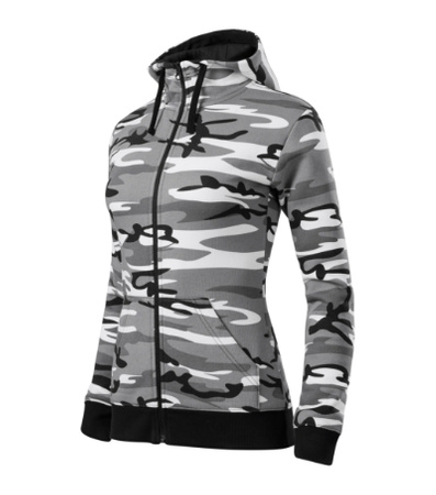 Bluza z kapturem i suwakiem  DAMSKA Malfini CAMO ZIPPER kamuflaż szara