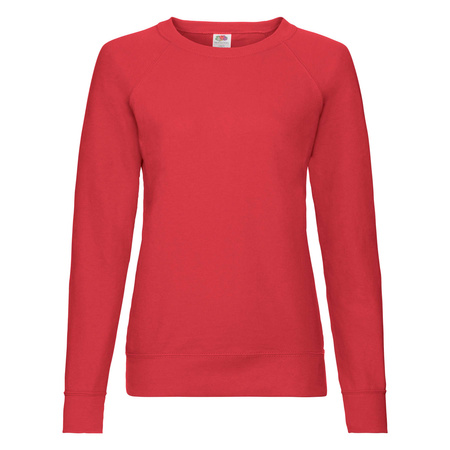 Bluza Klasyczna DAMSKA Fruit of The Loom LIGHTWEIGHT RAGLAN Sweat czerwona