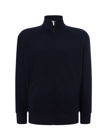 BLUZA dresowa męska z suwakiem, kieszeniami i stójką, JHK, SWRA FUZIP, granatowa