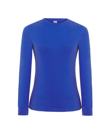 DAMSKA koszulka,  z długim rękawem, gładka, ciepła, PREMIUM, JHK, TSRLPRM LS, chabrowa