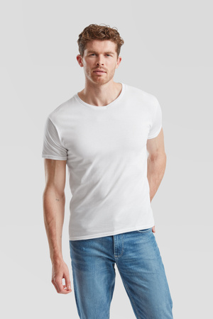 Koszulka Serek MĘSKA Fruit of The Loom ICONIC 150 V-Neck Tbiała