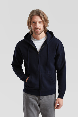 Bluza z kapturem i suwakiem  MĘSKA Fruit of The Loom PREMIUM HOODED Sweat Jacket ciemny granat