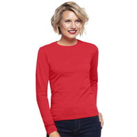 DAMSKA koszulka,  z długim rękawem, gładka, ciepła, PREMIUM, JHK, TSRLPRM LS, czerwona