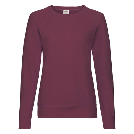 Bluza Klasyczna DAMSKA Fruit of The Loom LIGHTWEIGHT RAGLAN Sweat burgundowa