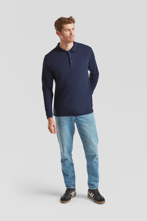 Koszulka Polo MĘSKA Fruit of The Loom PREMIUM LONG SLEEVE granatowa