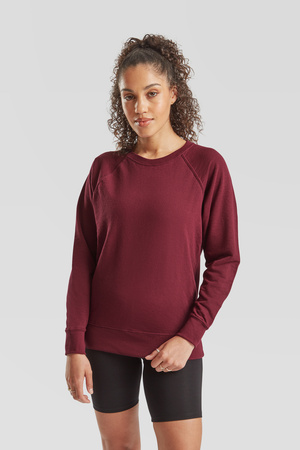 Bluza Klasyczna DAMSKA Fruit of The Loom LIGHTWEIGHT RAGLAN Sweat burgundowa