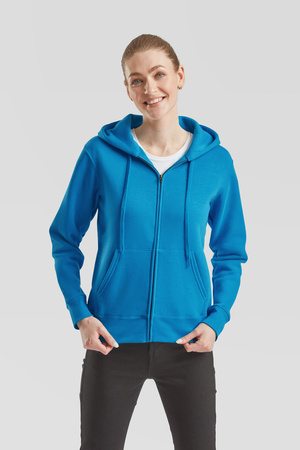 Bluza z kapturem i suwakiem  DAMSKA Fruit of The Loom PREMIUM HOODED Sweat Jacket azurowy