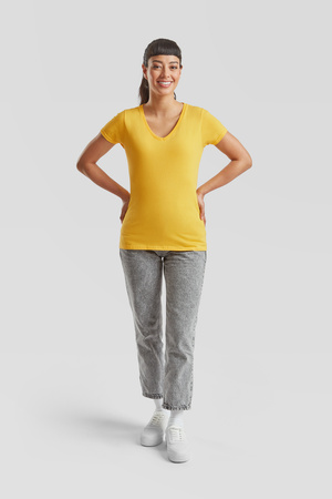 Koszulka Serek DAMSKA Fruit of The Loom VALUEWEIGHT V-Neck ciemny żółty